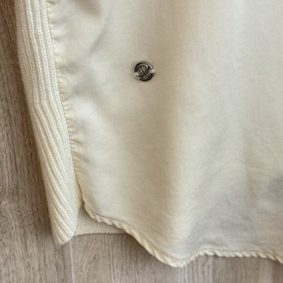 Lululemon Cardigan Womens Size 2 Still At Ease Wrap Ivory Cashmere Blend FLAW - Picture 12 of 16
